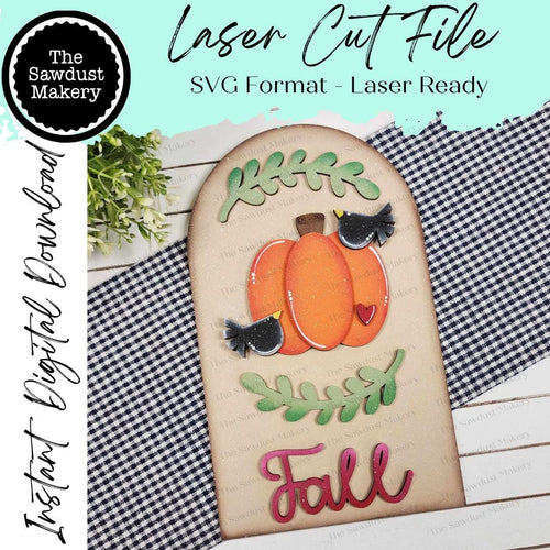 Interchangeable Large Arched Boho Sign Insert | Fall Pumpkin | SVG Laser Cut File | Boho Signs | Seasonal Interchangeable SVG