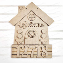 Load image into Gallery viewer, Welcome Home Address Number Sign SVG File | Home SVG | Home Address Laser Cut File | Farmhouse SVG | Wreath Attachment svg
