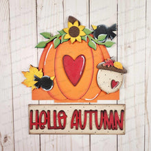 Load image into Gallery viewer, Add-on for Interchangeable Window Box | Hello Autumn Fall Window Box Insert SVG | Laser Cut File | Window Box Shelf Sitter
