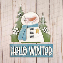 Load image into Gallery viewer, Add-on for Interchangeable Window Box | Snowman Hello Winter Window Box Insert SVG | Laser Cut File | Window Box Shelf Sitter
