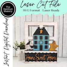 Load image into Gallery viewer, Add-on for Interchangeable Window Box | Saltbox Primitive Home Window Box Insert SVG | Laser Cut File | Window Box Shelf Sitter
