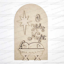 Load image into Gallery viewer, Interchangeable Large Arched Boho Sign Insert | Nativity Oh Holy Night | SVG Laser Cut File | Boho Signs | Seasonal Interchangeable SVG
