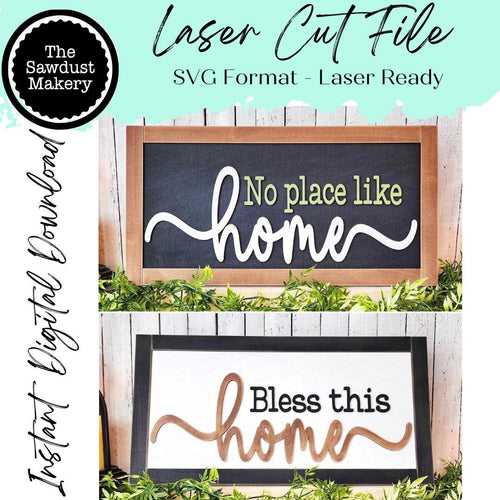 Home Sign Set SVG File | Laser Cut File | Home SVG | Home Sweet Home Laser File | Farmhouse SVG | Mantle Decor