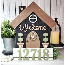 Load image into Gallery viewer, Welcome Home Address Number Sign SVG File | Home SVG | Home Address Laser Cut File | Farmhouse SVG | Wreath Attachment svg
