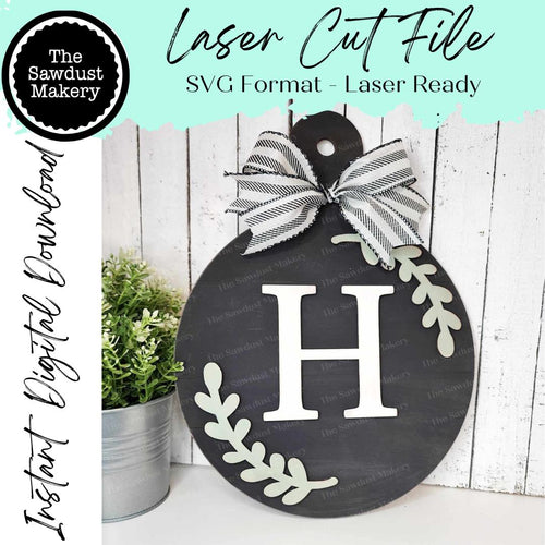 Breadboard Monogram Sign SVG File | Laser Cut File | Home SVG | Monogram Farmhouse Laser File | Farmhouse SVG | Mantle Decor