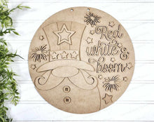 Load image into Gallery viewer, Uncle Sam Red White &amp; Boom 4th of July Door Hanger SVG File | Laser Cut File | 4th of July SVG File | Door Hanger svg | Summer svg | USA
