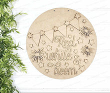 Load image into Gallery viewer, Red White &amp; Boom 4th of July Door Hanger SVG File | Laser Cut File | 4th of July SVG File | Door Hanger svg | Summer svg | USA
