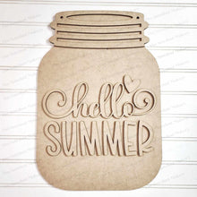 Load image into Gallery viewer, Hello Summer Mason Jar Door Hanger SVG File | Laser Cut File | Summer SVG File | Door Hanger svg | Hello Summer SVG | Mason Jar svg
