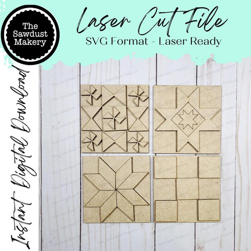 Prim Barn Quilt Vol 2 Sign Laser Cut File | Laser Cut File | Interchangeable Frame | Farmhouse Sign Inserts | Barn Quilt SVG | Primitive SVG