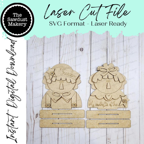 Primitive Raggedy Ann & Andy Americana Shelf Sitter Standing File SVG | Laser Cut File | Americana decor | Primitive Shelf Sitter SVG