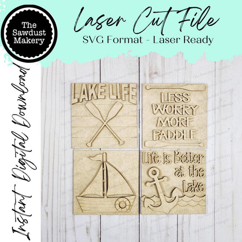 Lake Life Sign Bundle Laser Cut File | Laser Cut File | Interchangeable Frame | Farmhouse Sign Inserts | Lake SVG | Paddle SVG | Lake Signs