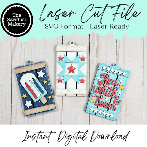 Patriotic Pallet Gift Card Holder Bundle Laser Cut SVG File | 4th of July Ornament SVG | Gift Card Bundle SVG | Gifts Card svg