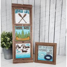 Load image into Gallery viewer, River Life Sign Bundle Laser Cut File | Laser Cut File | Interchangeable Frame | Farmhouse Sign Insert | River SVG | Canoe SVG | River Signs
