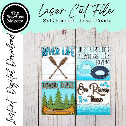 River Life Sign Bundle Laser Cut File | Laser Cut File | Interchangeable Frame | Farmhouse Sign Insert | River SVG | Canoe SVG | River Signs