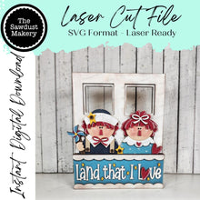 Load image into Gallery viewer, Add-on for Interchangeable Window Box | Prim Raggedy Ann &amp; Andy Box Insert SVG | Laser Cut File | Window Box Shelf Sitter
