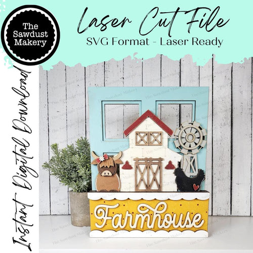 Add-on for Interchangeable Window Box | Rustic Farmhouse Box Insert SVG | Laser Cut File | Window Box Shelf Sitter