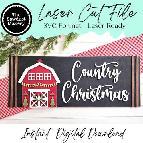 Country Christmas Farmhouse Mantle Sign SVG File | Laser Cut File | Christmas SVG | Country Barn Laser File | Farmhouse SVG | Mantle Decor