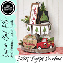 Load image into Gallery viewer, Country Christmas Farmhouse Tiered Tray SVG File | Laser Cut File | Home SVG Christmas Laser File | Farmhouse SVG | Christmas Decor
