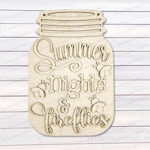 Load image into Gallery viewer, Summer Firefly Mason Jar Door Hanger SVG File | Laser Cut File | Summer SVG File | Door Hanger SVG | Firefly svg | Summer Sign
