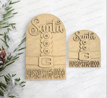 Load image into Gallery viewer, Interchangeable Large Arched Boho Sign Insert | Santa Please Stop Here | SVG Laser Cut File | Boho Signs | Seasonal Interchangeable SVG

