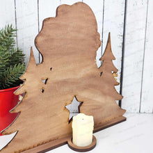 Load image into Gallery viewer, Sitting Santa Winter Candle Votive Shelf Sitter SVG File | Laser Cut File | Christmas SVG | Santa svg | Votive Candles | Christmas Trees SVG
