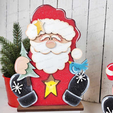 Load image into Gallery viewer, Sitting Santa and Santa Votive Shelf Sitter SVG File | Laser Cut File | Christmas SVG | Santa svg | Votive Candles | Christmas Trees SVG
