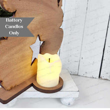 Load image into Gallery viewer, Sitting Santa and Santa Votive Shelf Sitter SVG File | Laser Cut File | Christmas SVG | Santa svg | Votive Candles | Christmas Trees SVG

