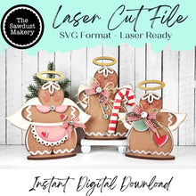 Load image into Gallery viewer, Gingerbread Angel Shelf Sitters SVG File | Laser Cut File | Christmas SVG | Gingerbread svg | Angel svg | Candy Cane SVG
