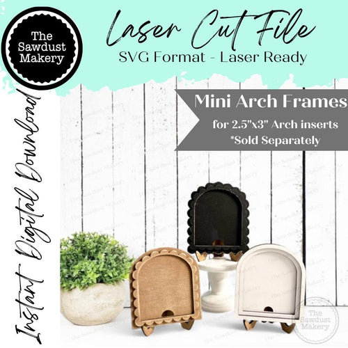 Mini Arch Interchangeable Frame Sign Holder | Mini Arch Boho Frame | Scallop Arched Frame Laser Cut File | Interchangeable Frame