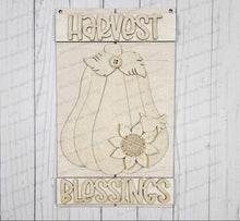 Load image into Gallery viewer, Harvest Blessings Fall Pumpkin Pallet Sign Door Hanger SVG File | Laser Cut File | Fall SVG File | Door Hanger svg | Pumpkin SVG | Prim svg
