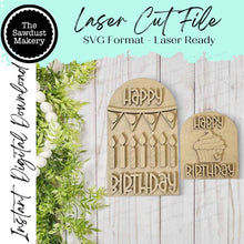 Load image into Gallery viewer, Interchangeable Large Arched Boho Sign Insert | Birthday Sign | SVG Laser Cut File | Boho Signs | Seasonal Interchangeable SVG
