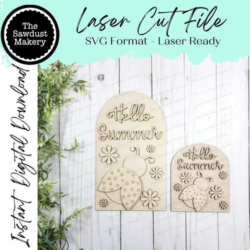 Interchangeable Large Arched Boho Sign Insert | Ladybug Sign | SVG Laser Cut File | Boho Signs | Seasonal Interchangeable SVG