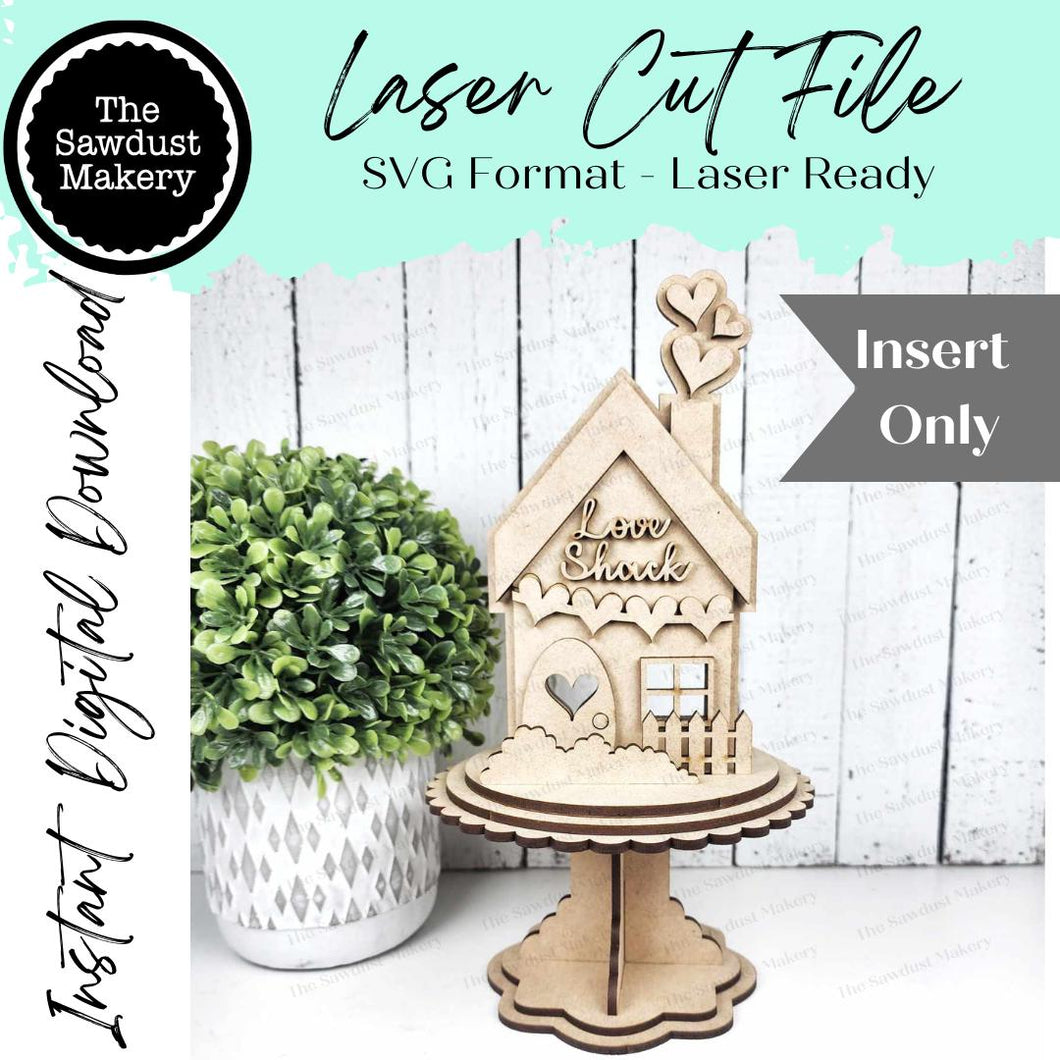 Add-on File for Decorative Interchangeable Pedestal Stand | Love Shack Scene | Laser Cut File | Seasonal Interchangeable | Pedestal SVG