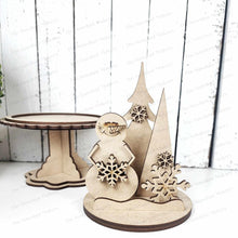 Load image into Gallery viewer, Add-on File for Decorative Interchangeable Pedestal Stand | Snowman Tree Scene | Laser Cut File | Seasonal Interchangeable | Pedestal SVG
