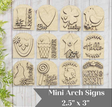 Load image into Gallery viewer, Mini Arch Sign Set Vol 1 SVG Sign Bundle | Seasonal Interchangeable Mini Sign Bundle | SVG Laser Cut File | Boho Signs
