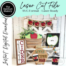 Load image into Gallery viewer, Apple Cider Fall Harvest Farmhouse Tiered Tray SVG File | Laser Cut File | Fall Laser File | Farmhouse SVG | Autumn Laser SVG Decor
