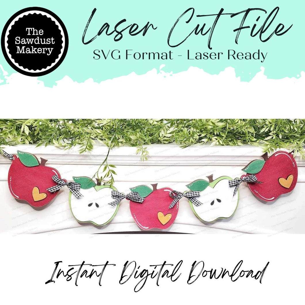 Apple Banner SVG File | Laser Cut File | Glowforge | Apple Cider| Fall Apples | Apple svg | Fall Apple SVG