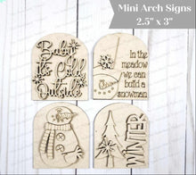 Load image into Gallery viewer, Snowman Winter Mini Arch Sign Set SVG Sign Bundle | Seasonal Interchangeable Mini Sign Bundle | SVG Laser Cut File | Boho Signs
