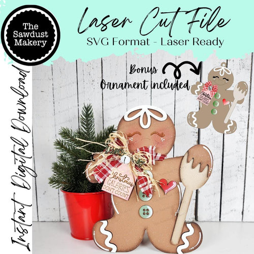 Christmas Calories Gingerbread Shelf Sitter SVG File | Laser Cut File | Gingerbread Christmas SVG | Gingerbread Laser Svg