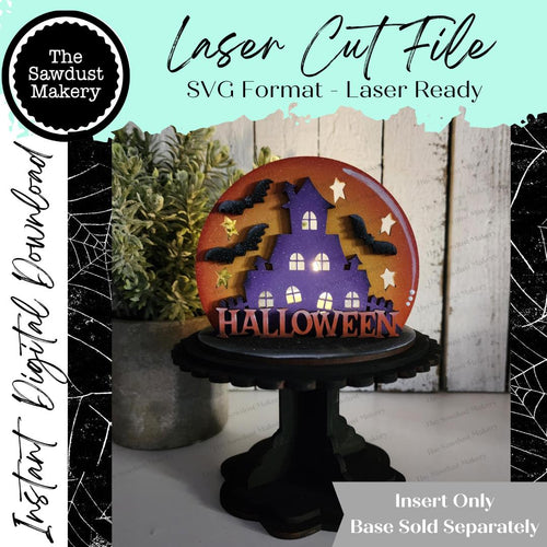 Add-on File for Decorative Interchangeable Pedestal Stand | Halloween Haunted House Votive Scene | Seasonal Interchangeable | Pedestal SVG