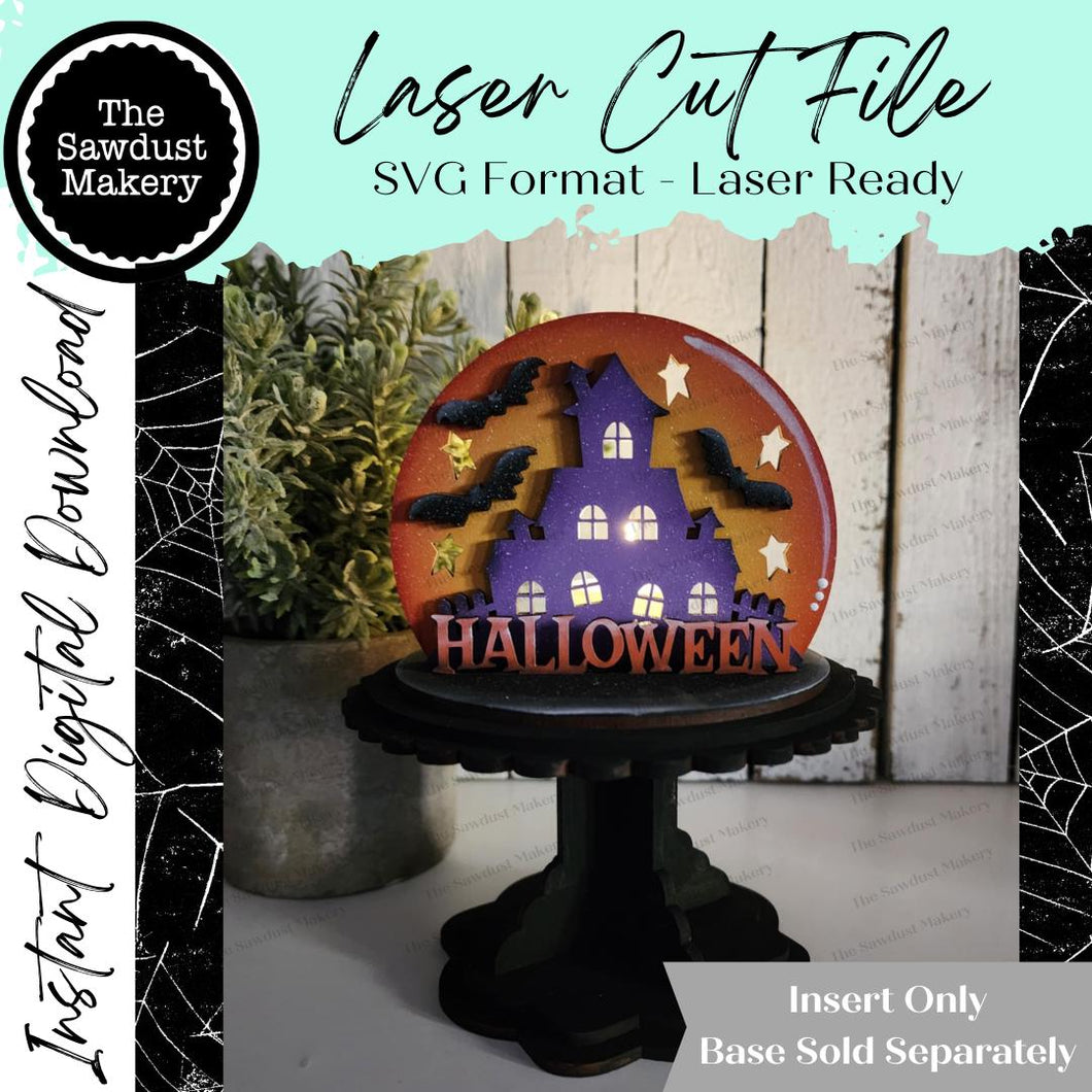 Add-on File for Decorative Interchangeable Pedestal Stand | Halloween Haunted House Votive Scene | Seasonal Interchangeable | Pedestal SVG