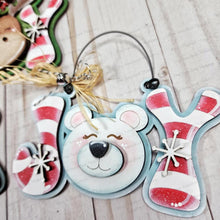 Load image into Gallery viewer, Winter Candy Cane Joy Christmas Ornament Bundle SVG File | Laser Cut File | Penguin svg | Polar Bear svg | Moose svg | Bear Ornament svg
