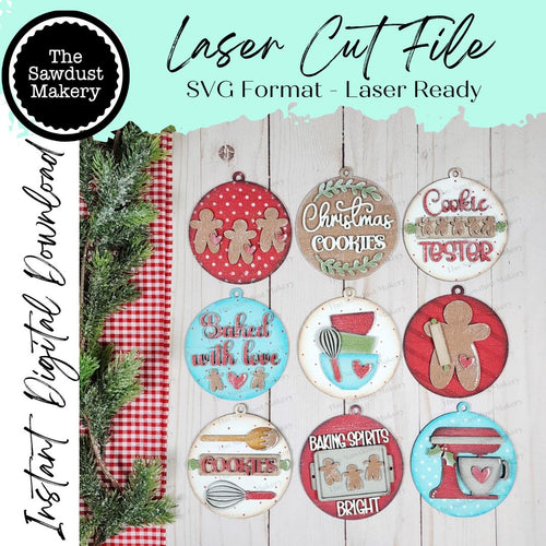 Christmas Baking Ornament Bundle SVG File | Laser Cut File | Christmas Ornaments | Ornament SVG | Gingerbread Christmas Ornaments SVG