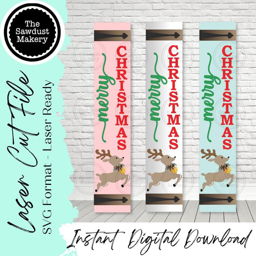 Merry Christmas Reindeer Porch Leaner SVG File | Laser Cut File | Glowforge |Reindeer | Christmas svg | Porch Leaner SVG