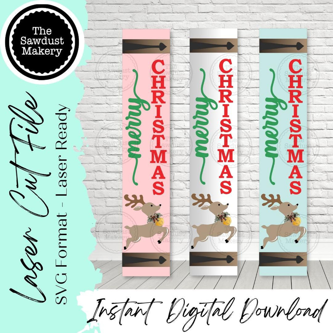 Merry Christmas Reindeer Porch Leaner SVG File | Laser Cut File | Glowforge |Reindeer | Christmas svg | Porch Leaner SVG
