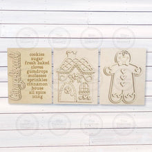 Load image into Gallery viewer, Gingerbread Christmas Trio Sign Bundle Laser Cut File | Interchangeable Frame | Fall Sign Inserts | 5" x 6.25" signs | Gingerbread House
