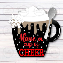 Load image into Gallery viewer, Hot Cocoa Cup Door Hanger SVG File | Laser Cut File | Christmas SVG File | Door Hanger SVG | Cup of Cheer svg file
