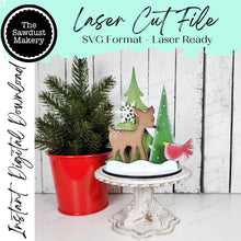 Load image into Gallery viewer, Add-on File for Decorative Interchangeable Pedestal Stand | Reindeer Winter Votive Scene | Seasonal Interchangeable | Pedestal SVG
