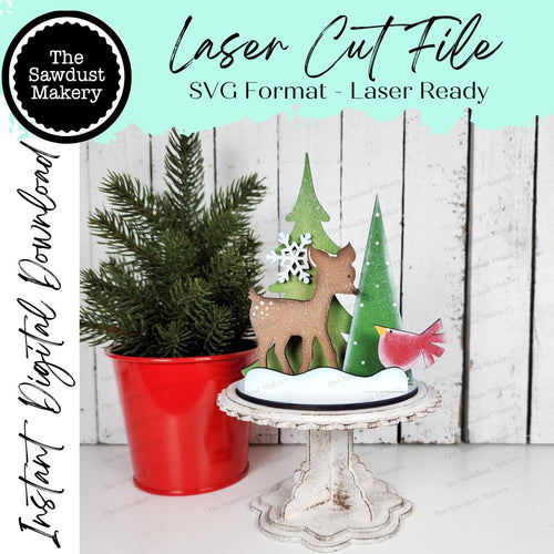 Add-on File for Decorative Interchangeable Pedestal Stand | Reindeer Winter Votive Scene | Seasonal Interchangeable | Pedestal SVG