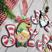Load image into Gallery viewer, North Pole Candy Cane Joy Christmas Ornament Bundle SVG File | Laser Cut File | Elf svg | Santa svg | Mrs. Claus svg | Christmas Ornaments
